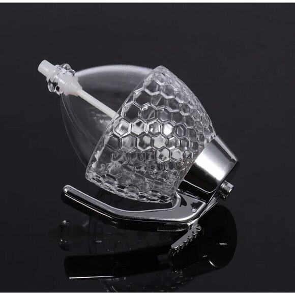 Acrylic No Drip Honey Syrup Acrylic Dispenser Jar 1 Cup Honey Comb Shaped Pot - Picture 5 of 5